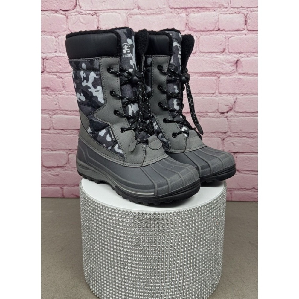 🔥Kamik 💰Waterproof 🖤🩶🖤Lined Winter Snow Boots Camo Army Print  Sz‎ 7$125